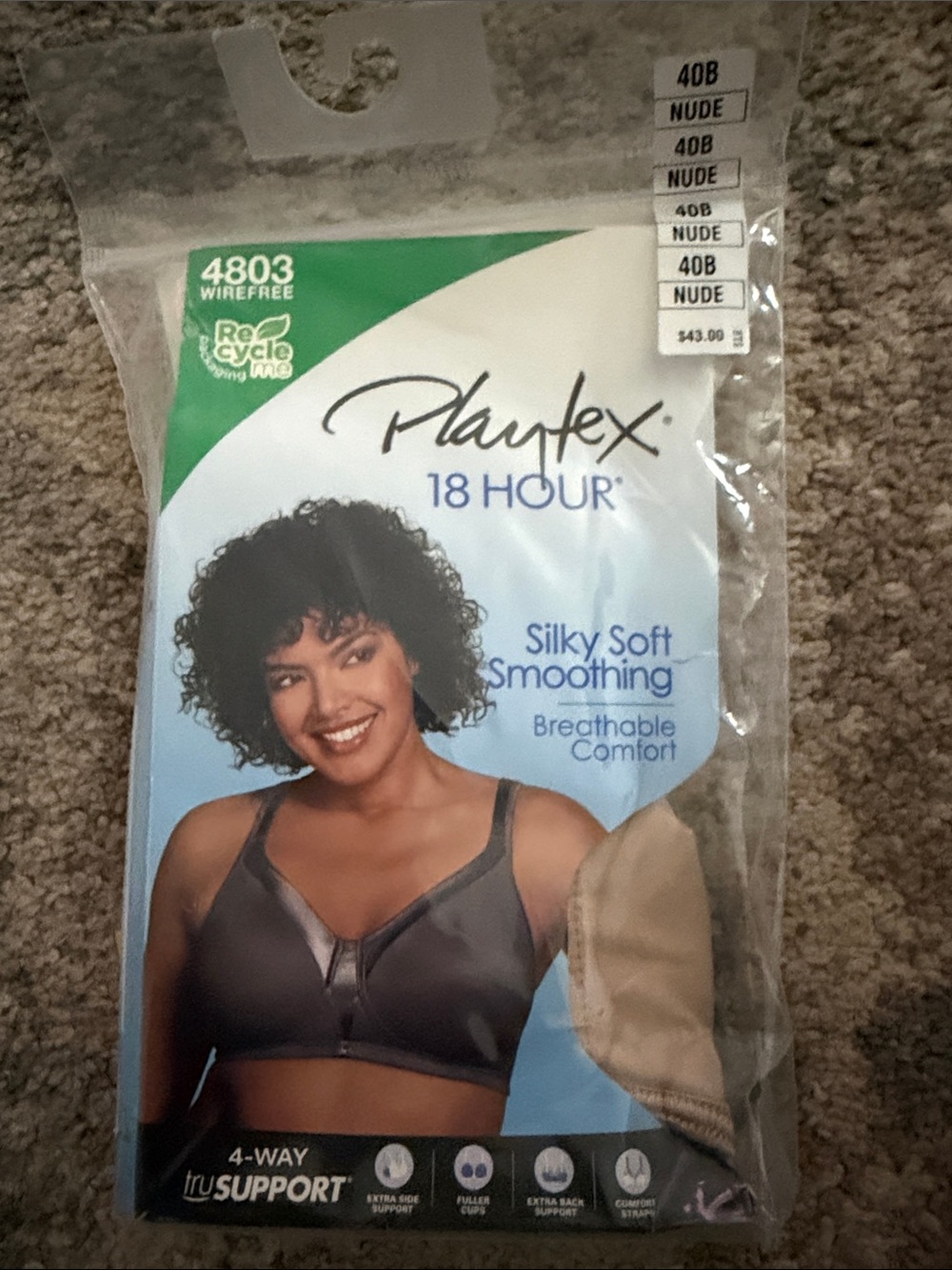 Playtex 18 Hour Silky Soft Smoothing Bra - Nude-40B